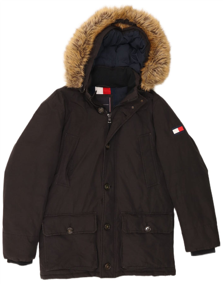 Giacca imbottita con cappuccio da uomo Tommy Hilfiger UK 38 cotone medio nero
