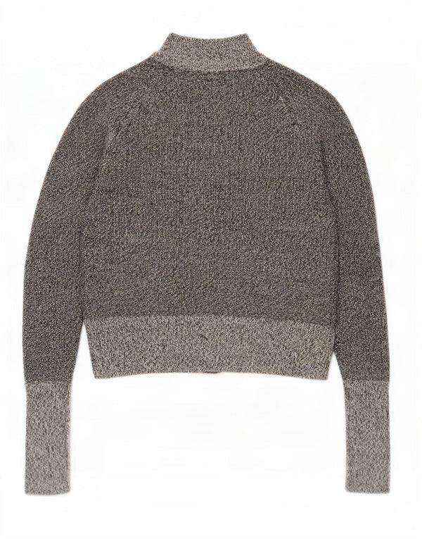 Maglione cardigan da donna vintage UK 12 Lana screziata grigio medio
