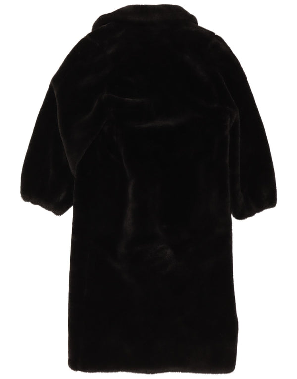 Cappotto vintage oversize in pelliccia sintetica da donna UK 6 XS nero
