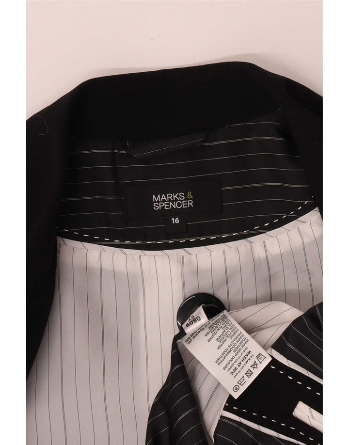 Giacca blazer a 1 bottone Marks & Spencer da donna UK 16 grande poliestere nero