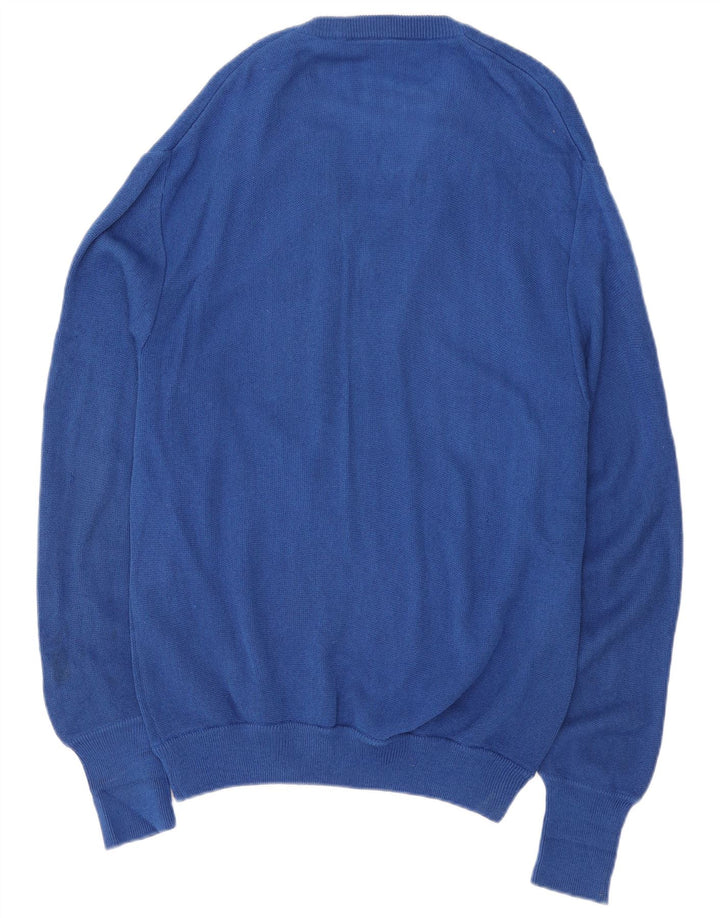 Maglione da uomo con scollo a V Lacoste blu medio in acrilico