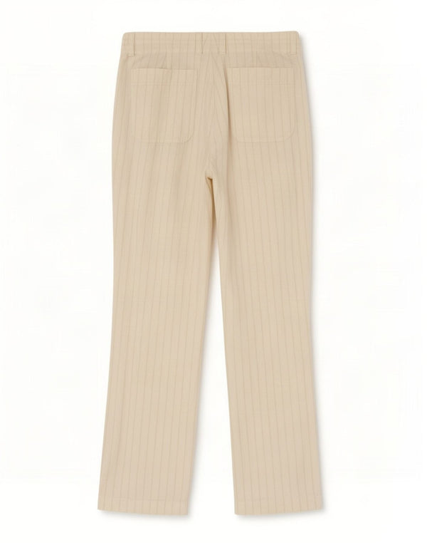 Pantaloni chino dritti da uomo Zara XL W42 L32 lino gessato bianco