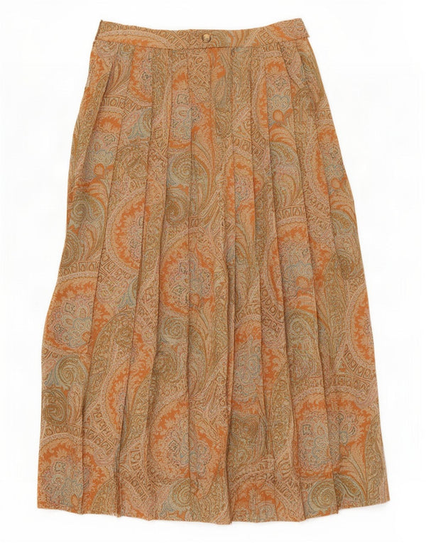 Gonna a pieghe da donna Marella UK 16 Large W30 Lana Paisley marrone