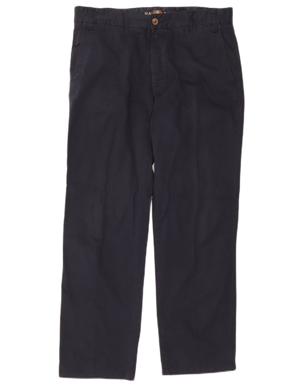 Pantaloni Chino Dritti da Uomo Navigare IT 52 XL W36 L30 Blu Navy Cotone