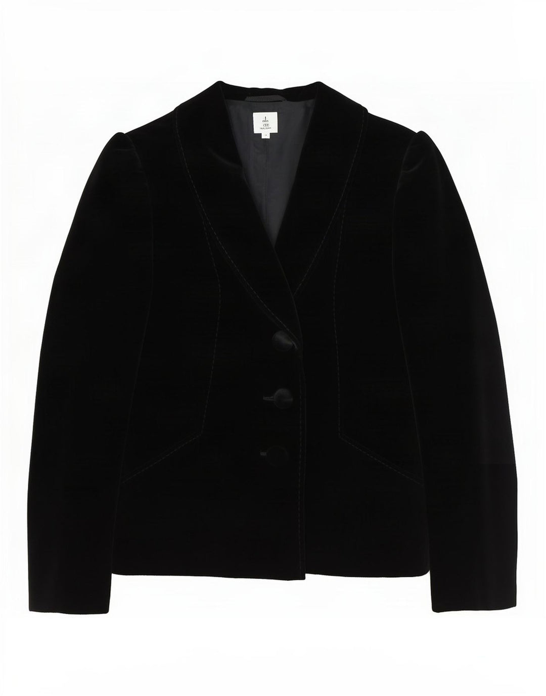 Giacca blazer in velluto da donna vintage a 2 bottoni EU 40 cotone nero medio