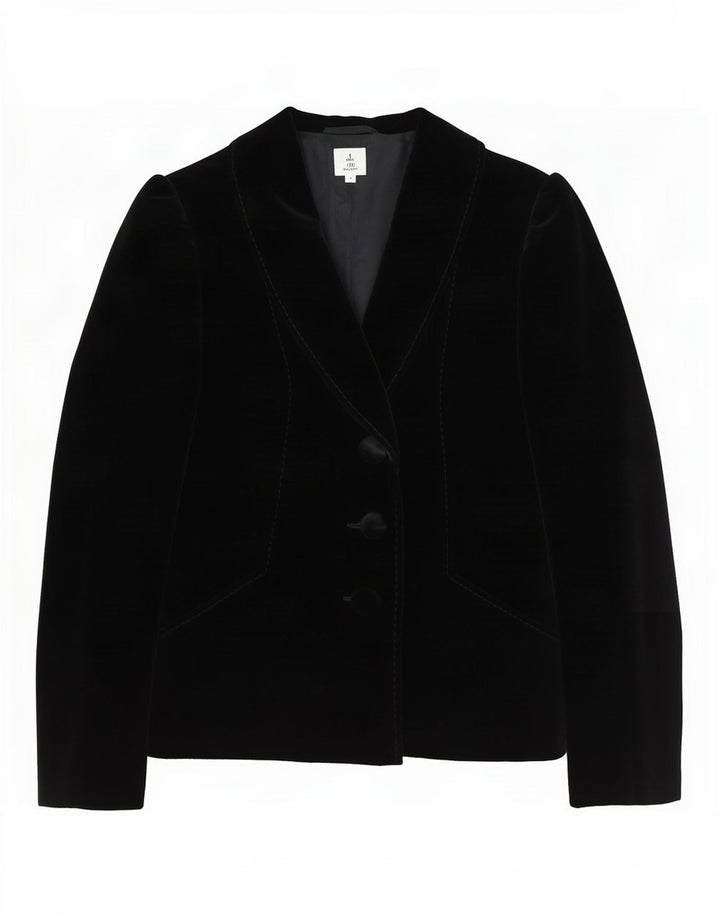 Giacca blazer in velluto da donna vintage a 2 bottoni EU 40 cotone nero medio