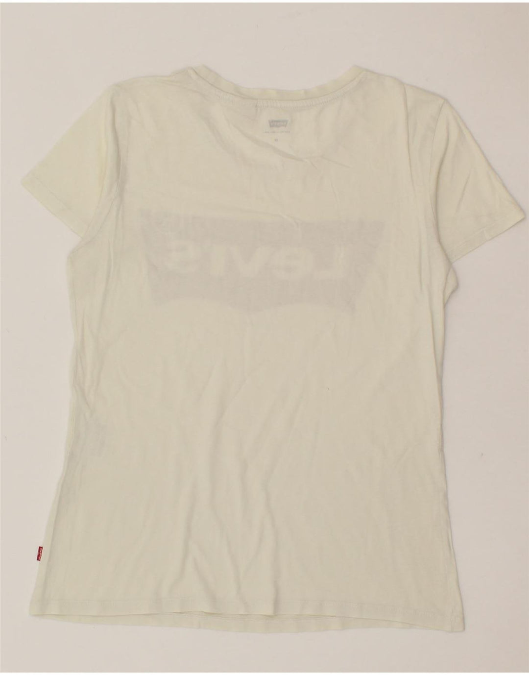 LEVI'S Womens Graphic T-Shirt Top UK 6 XS Off White Vintage Levi's and Second-Hand Levi's from Messina Hembry 
