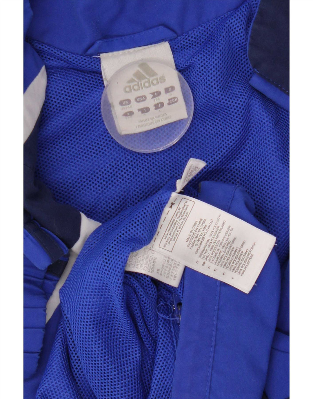 Giacca da ginnastica grafica da uomo Adidas UK 38/40 Colorblock blu medio