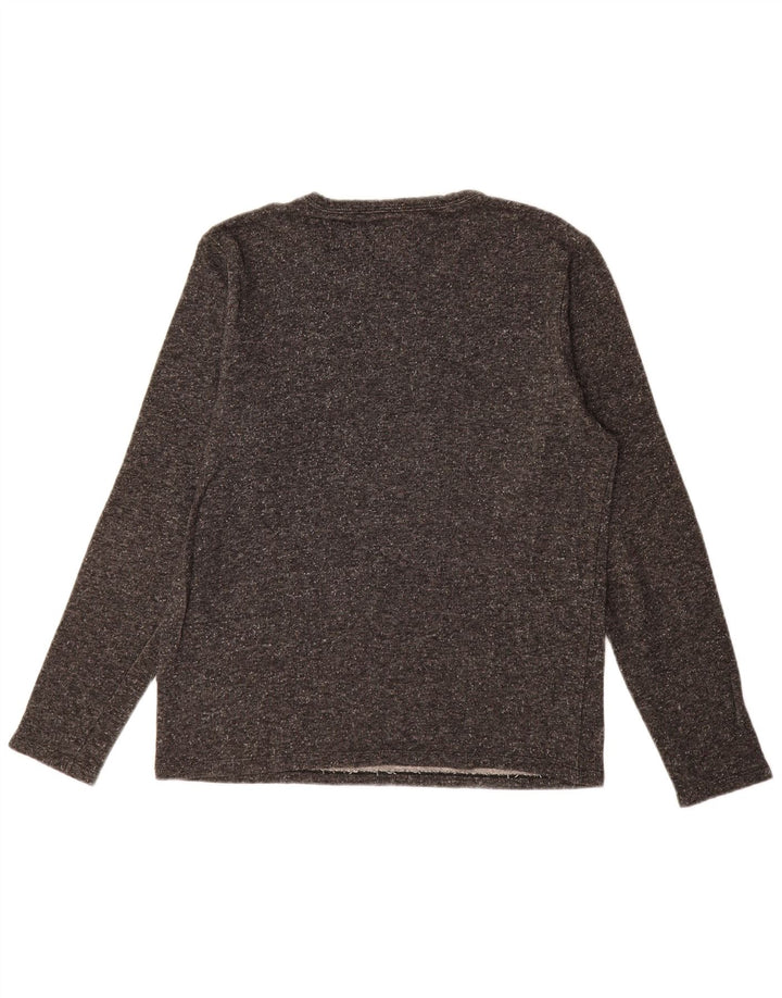 Top vintage da uomo a maniche lunghe in cotone grigio grande