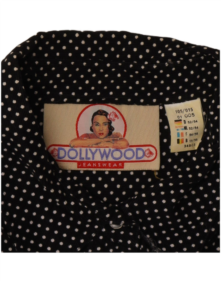 Abito chemisier oversize vintage da donna EU 52 4XL cotone maculato nero