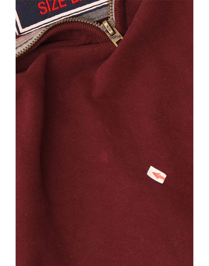 Felpa da uomo con collo con zip grafica Superdry, maglione grande, cotone marrone