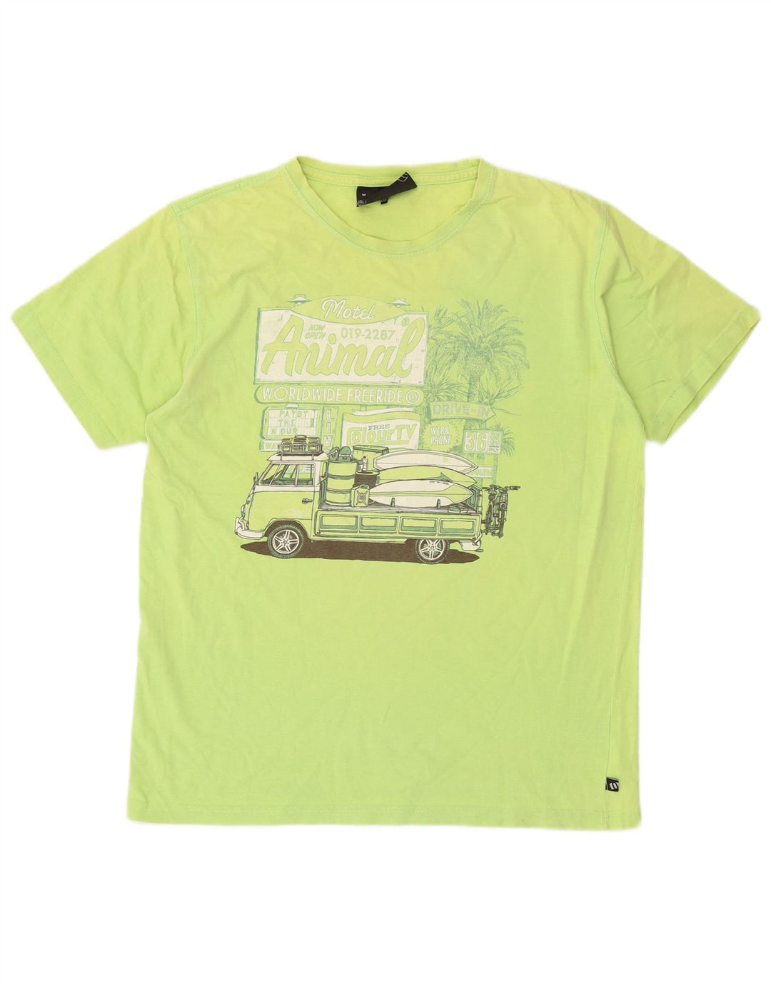 T-shirt grafica da uomo con animali in cotone verde medio