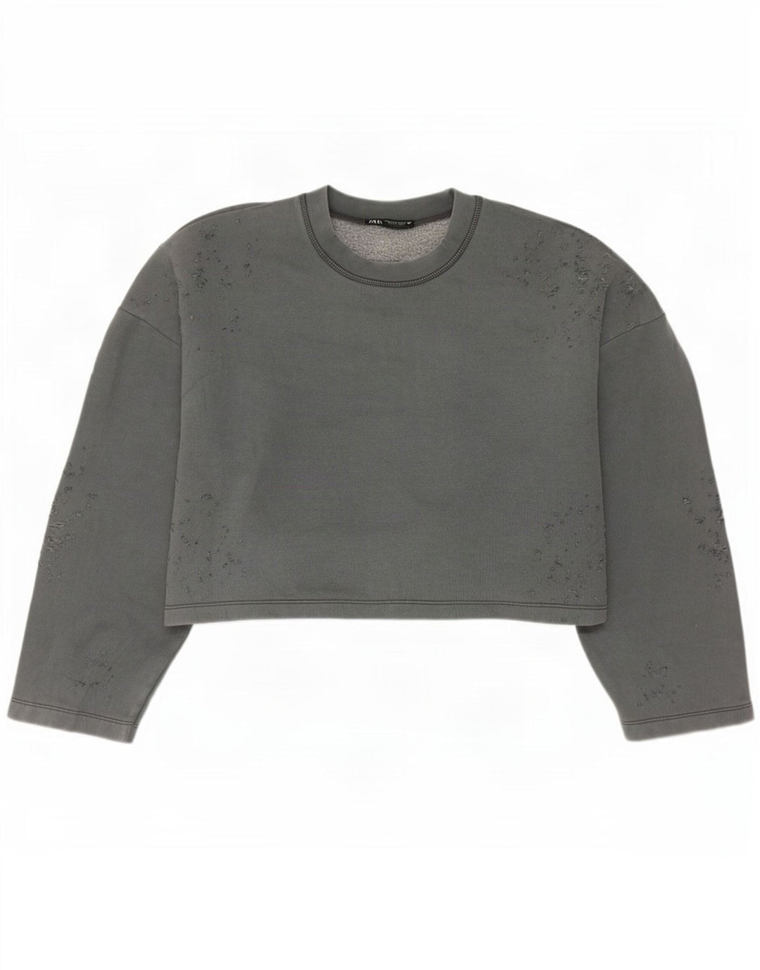 Felpa oversize corta da donna Zara, maglione UK 14, cotone grigio medio