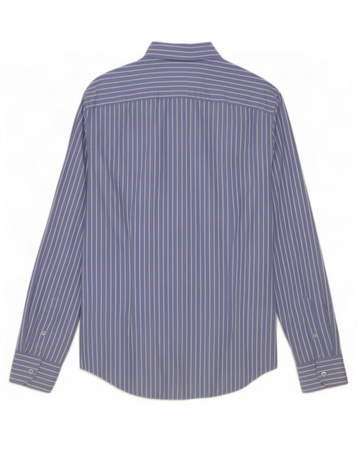 Camicia Benetton Uomo Cotone Gessato Blu Medio