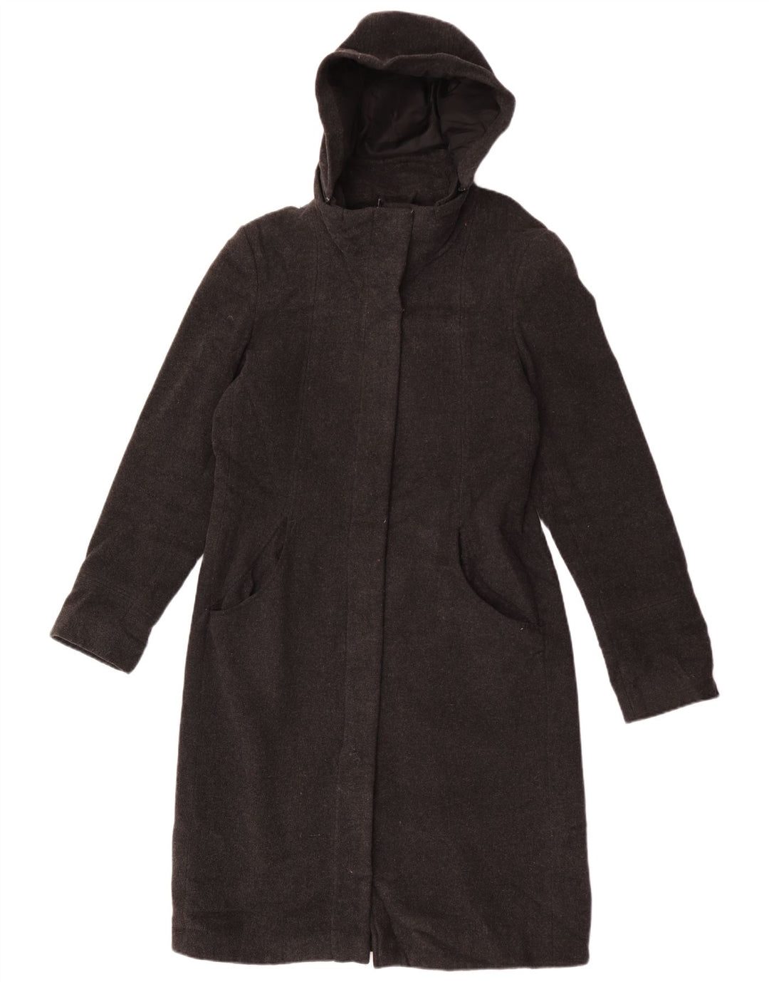 Soprabito con cappuccio da donna Topshop UK 12 Lana screziata grigio medio