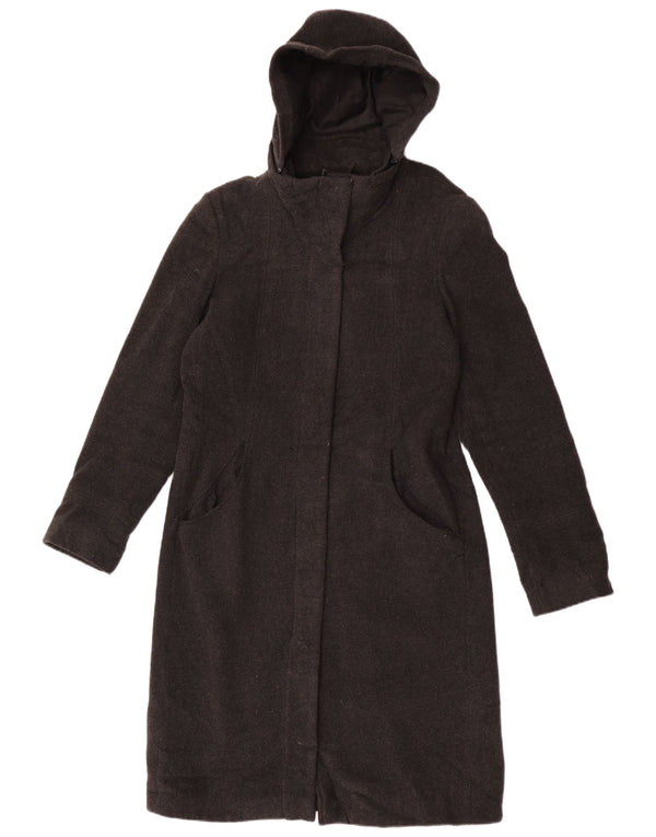 Soprabito con cappuccio da donna Topshop UK 12 Lana screziata grigio medio