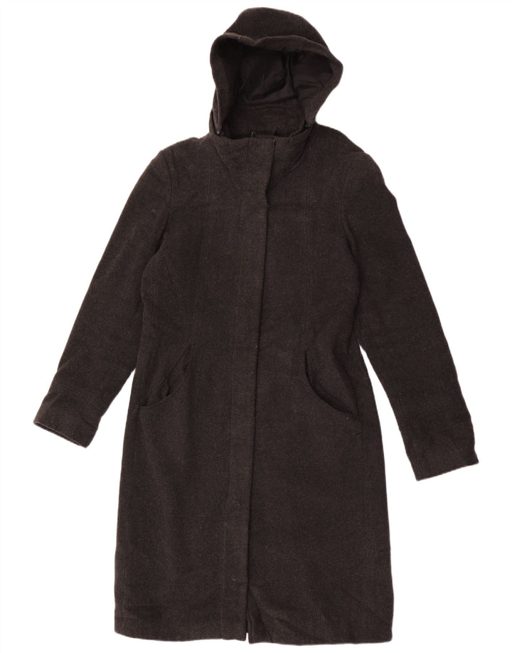 Soprabito con cappuccio da donna Topshop UK 12 Lana screziata grigio medio