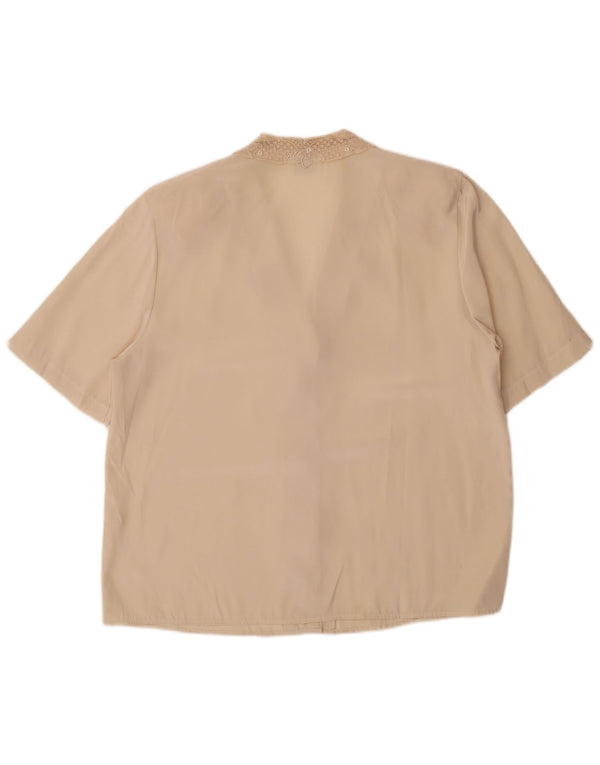 PRIMAVERA FIRENZE Camicia a maniche corte da donna Camicetta UK 18 XL Beige