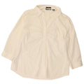 EDDIE BAUER Camicetta pullover da donna con maniche a 3/4 UK 18 XL Cotone bianco