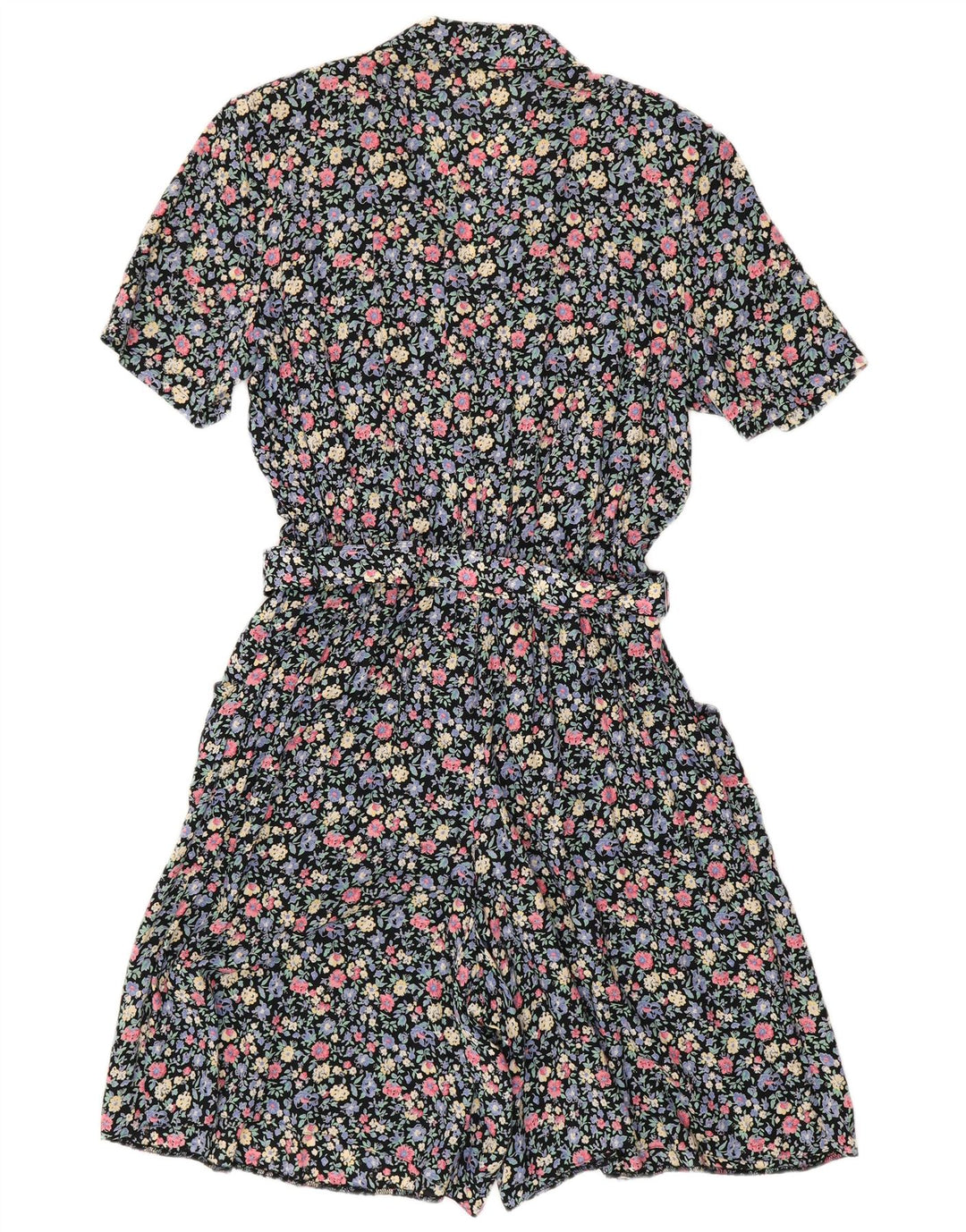 Tuta da donna VINTAGE UK 16 Grande viscosa floreale multicolore