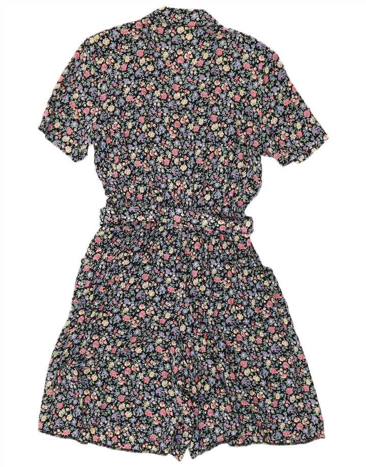 Tuta da donna VINTAGE UK 16 Grande viscosa floreale multicolore