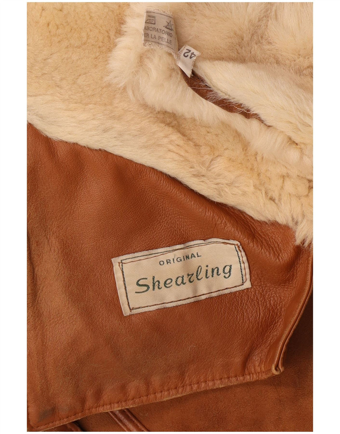 Giacca in shearling vintage da donna IT 42 Shearling beige medio