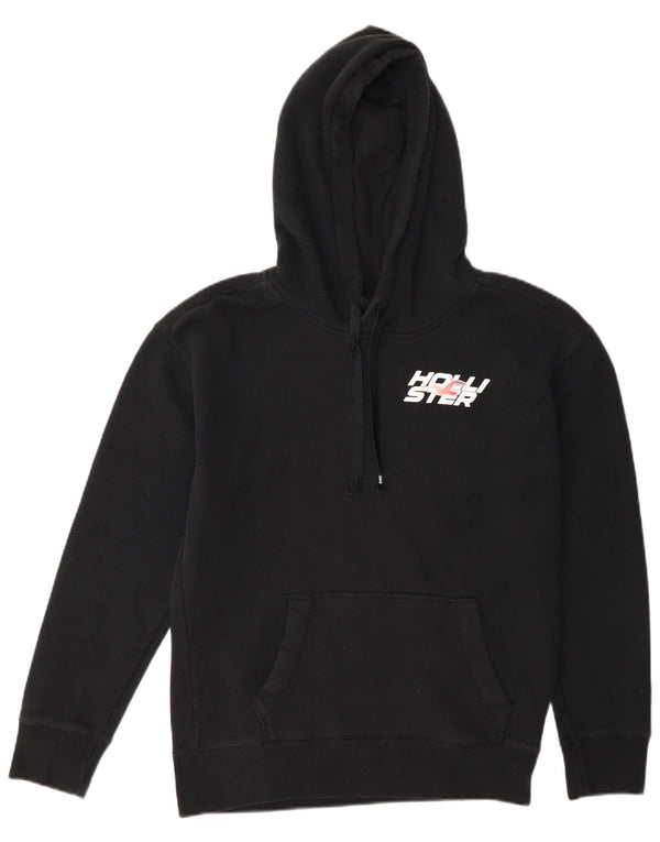 Felpa con cappuccio grafica Hollister da uomo XS in cotone nero