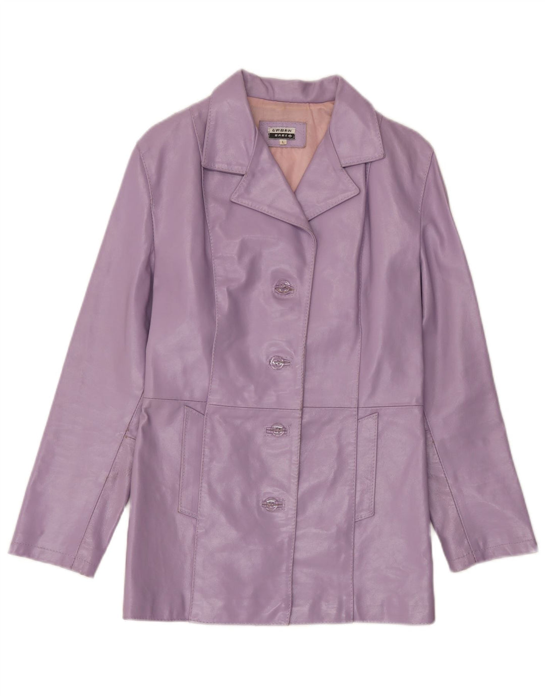 Giacca in pelle vintage da donna UK 14 grande viola