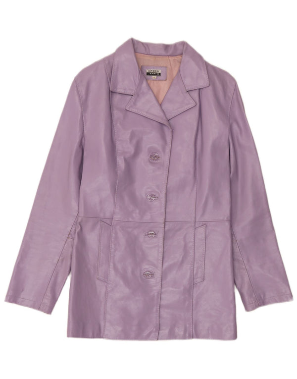 Giacca in pelle vintage da donna UK 14 grande viola