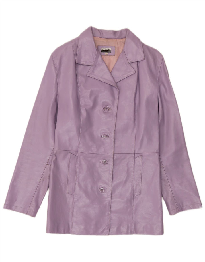 Giacca in pelle vintage da donna UK 14 grande viola