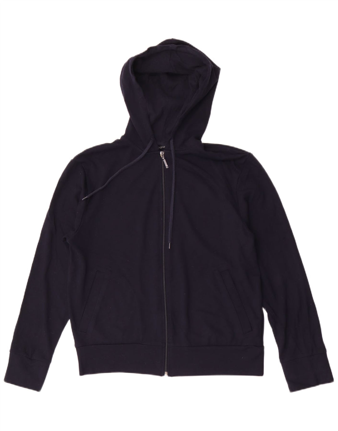 Maglione con cappuccio e zip da donna Zara UK 14 viscosa media blu navy