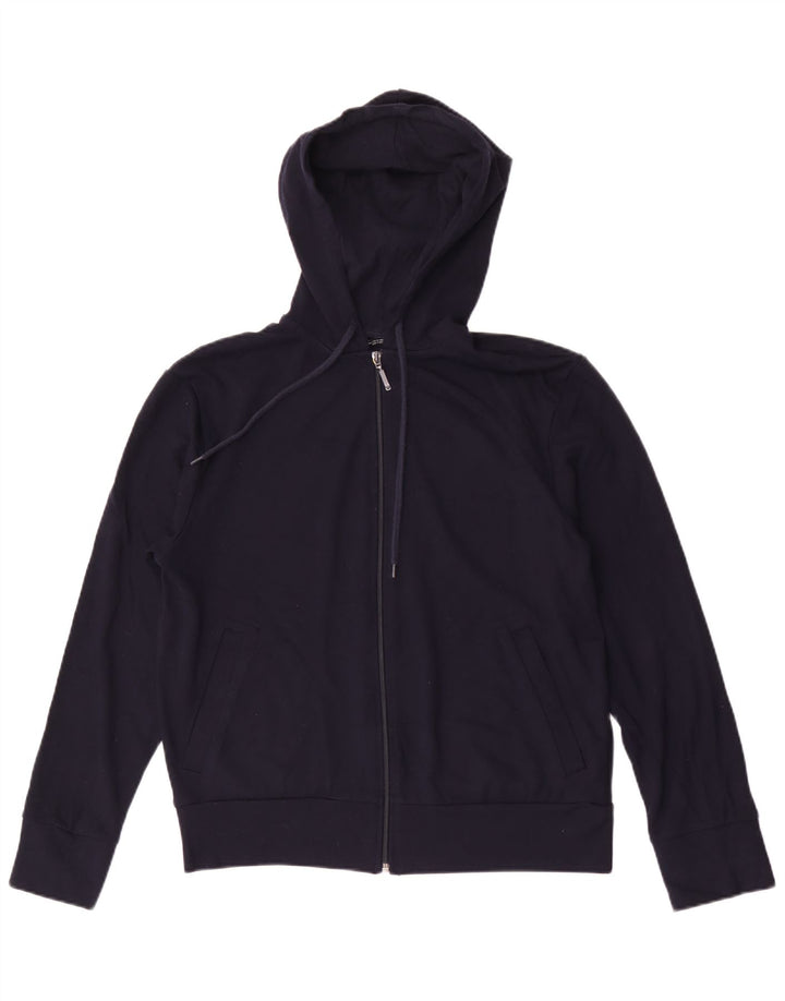 Maglione con cappuccio e zip da donna Zara UK 14 viscosa media blu navy