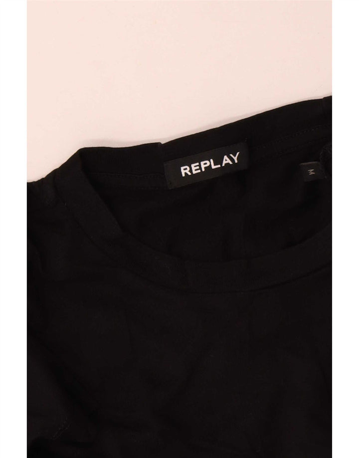 T-shirt grafica da uomo Replay Top in cotone nero medio