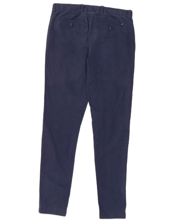Pantaloni chino slim da uomo Tommy Hilfiger W30 L32 cotone maculato blu navy