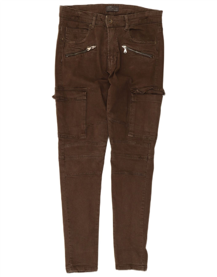 Pantaloni cargo slim da uomo Zara EU 44 Large W34 L29 Cachi
