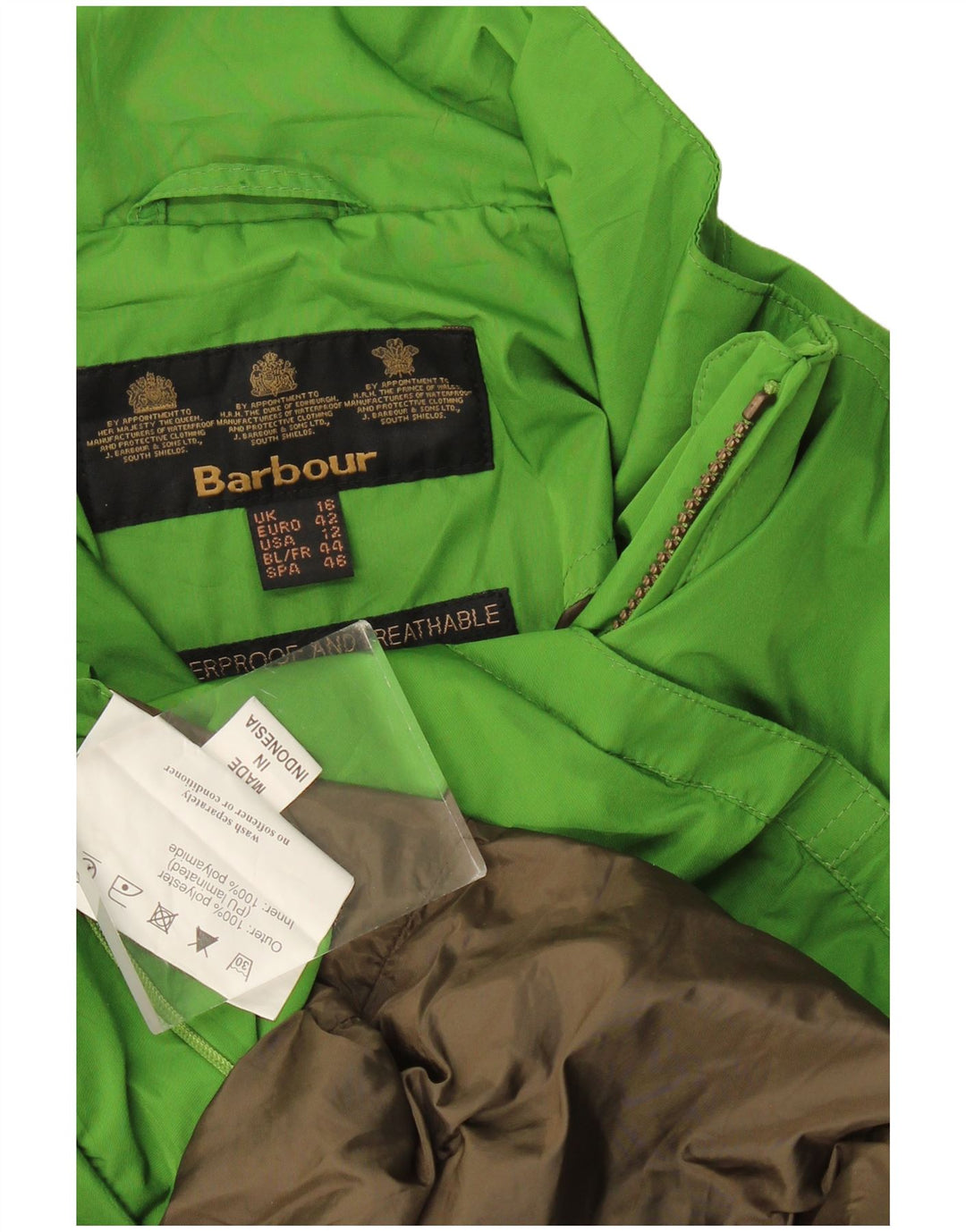 Giacca antipioggia da donna Barbour UK 16 Large Verde Poliestere