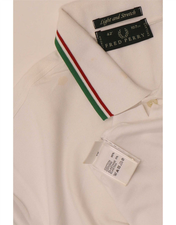 Polo Fred Perry da uomo leggera ed elasticizzata in cotone bianco medio