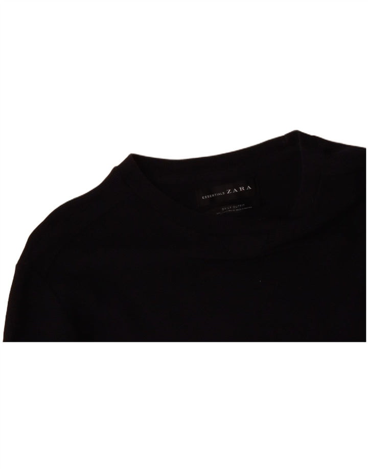ZARA Mens Sweatshirt Jumper Small Black Cotton