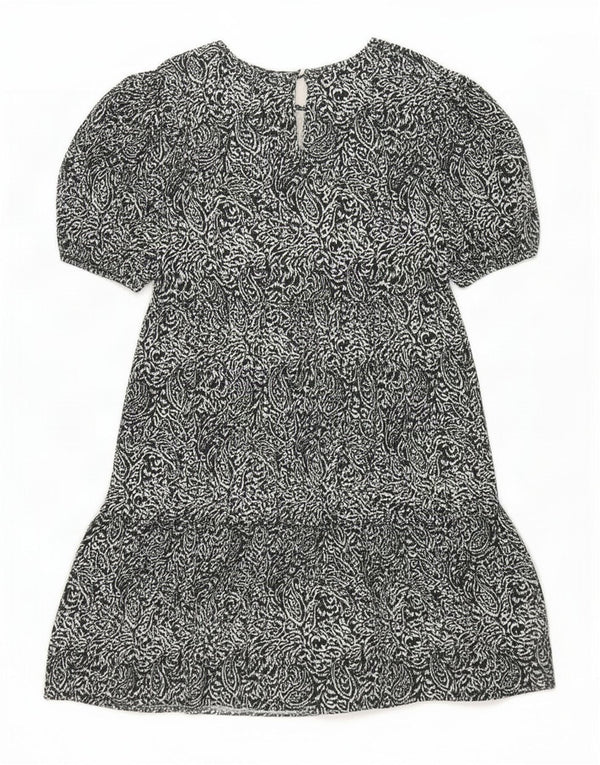 Marks & Spencer Womens Tiered Dress UK 12 Medium Black Paisley Polyester