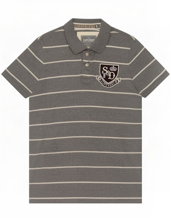 Polo grafica da uomo Superdry grande in cotone grigio