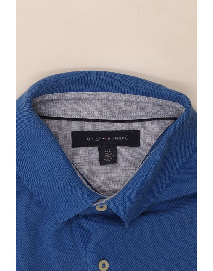 Polo da uomo Tommy Hilfiger grande in cotone blu
