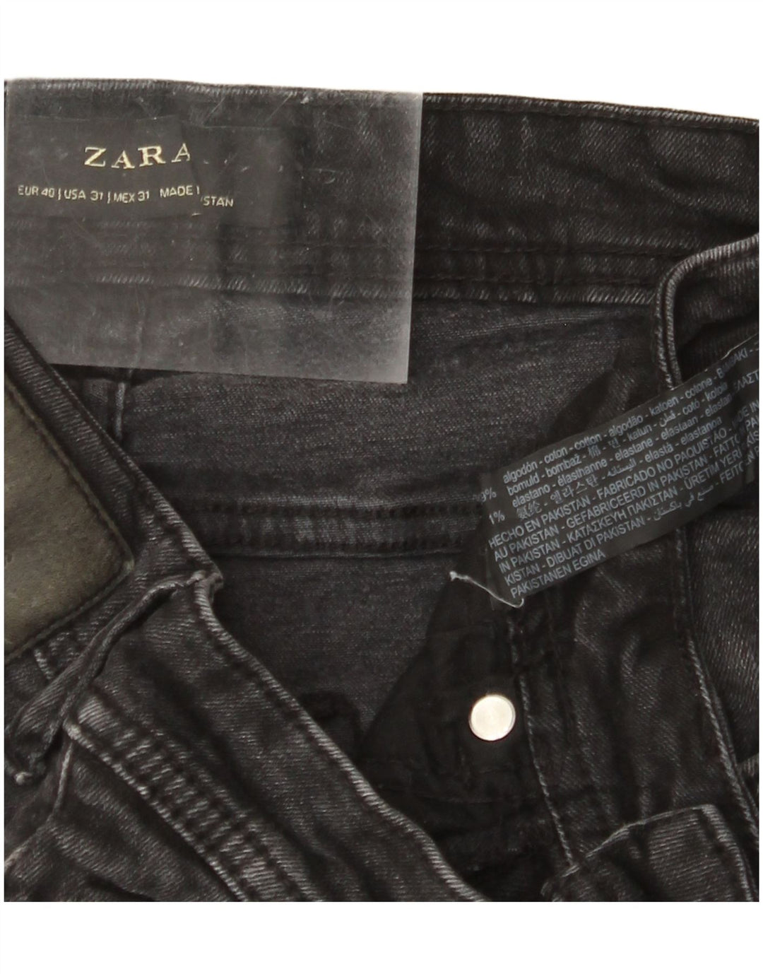 Jeans skinny corti invecchiati ZARA da donna EU 40 medio W31 L25 cotone nero
