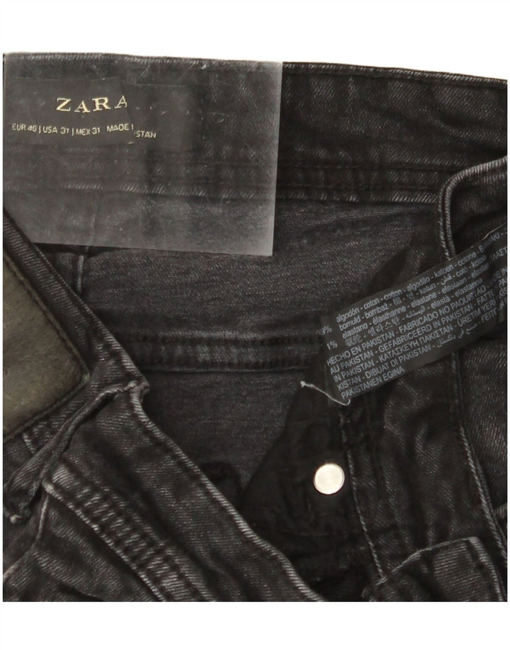 Jeans skinny corti invecchiati ZARA da donna EU 40 medio W31 L25 cotone nero