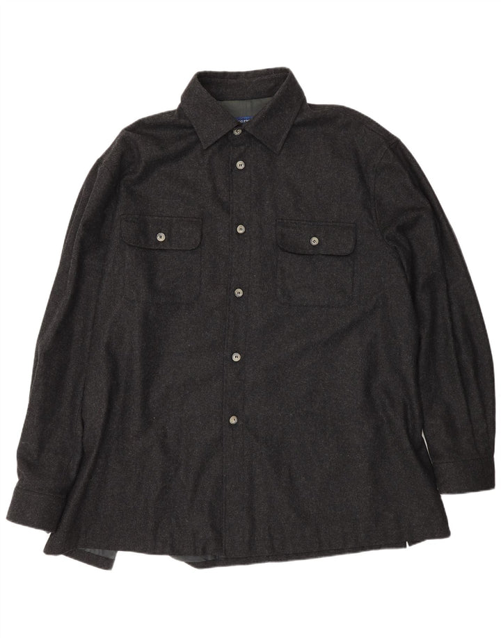 Camicia overshirt da uomo XL in lana vergine screziata grigia