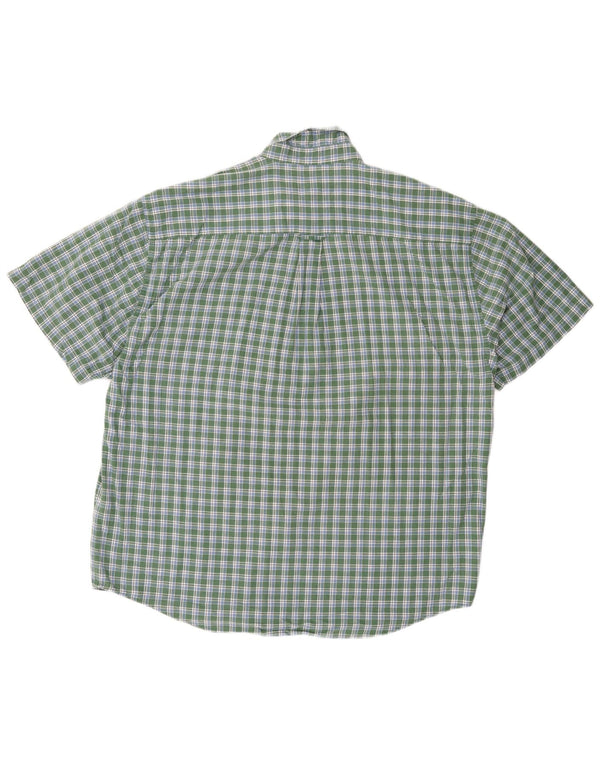 EDDIE BAUER Camicia a maniche corte da uomo XL in cotone a quadri verdi