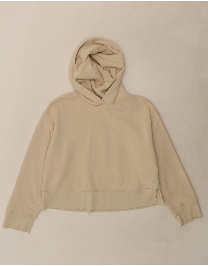 ZARA Womens Crop Hoodie Jumper UK 14 Medium Beige Vintage Zara and Second-Hand Zara from Messina Hembry 