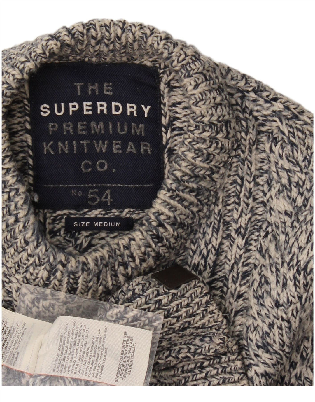 Maglione da uomo girocollo Superdry in lana screziata blu navy medio