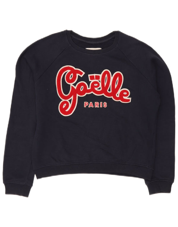 Felpa grafica da donna Gaelle Maglione UK 10 Small Cotone blu navy