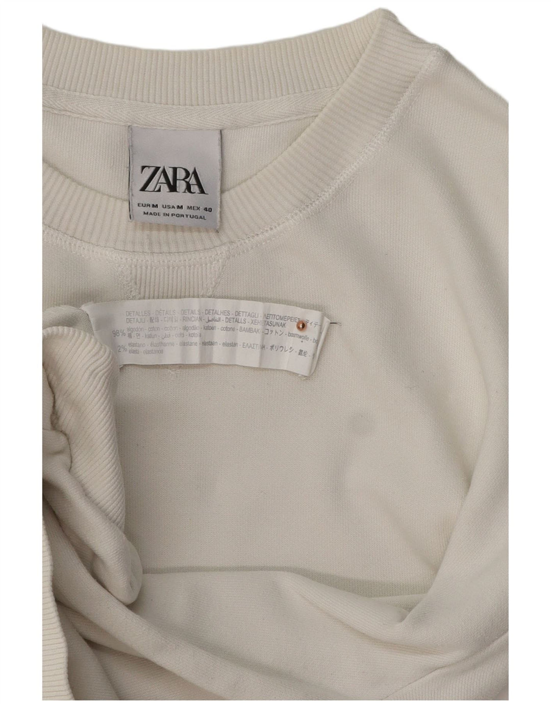 ZARA Felpa Uomo Maglione Cotone Bianco Medio