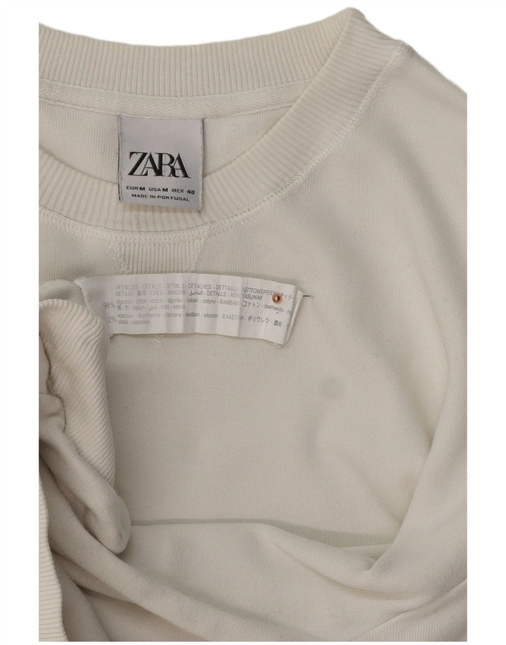 ZARA Felpa Uomo Maglione Cotone Bianco Medio